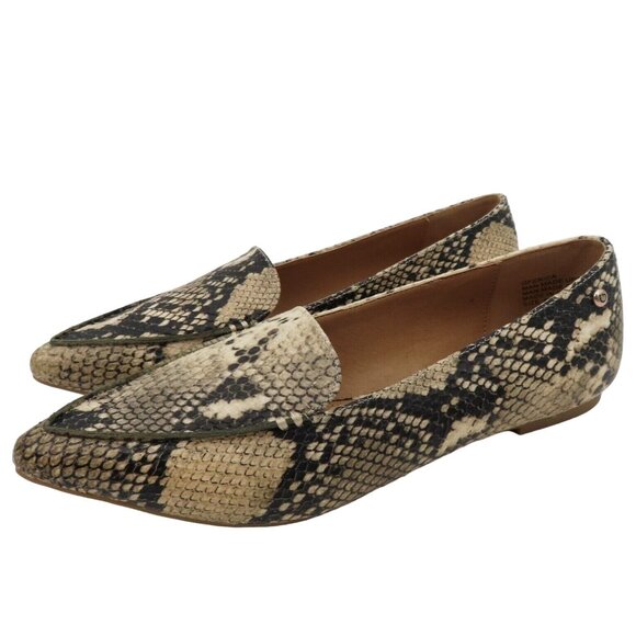 GUESS 8 M Erica Faux Leather Snakeskin Snake Python Pointed Toe Flats Shoes NEW - Picture 1 of 13